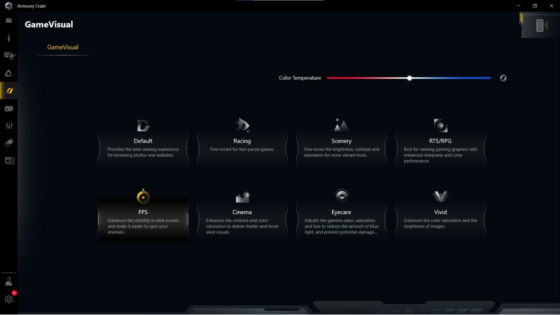Armoury Crate Game visual