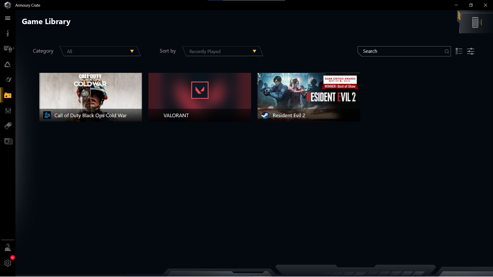 Armoury Crate - Gane Library - gamersantai.com